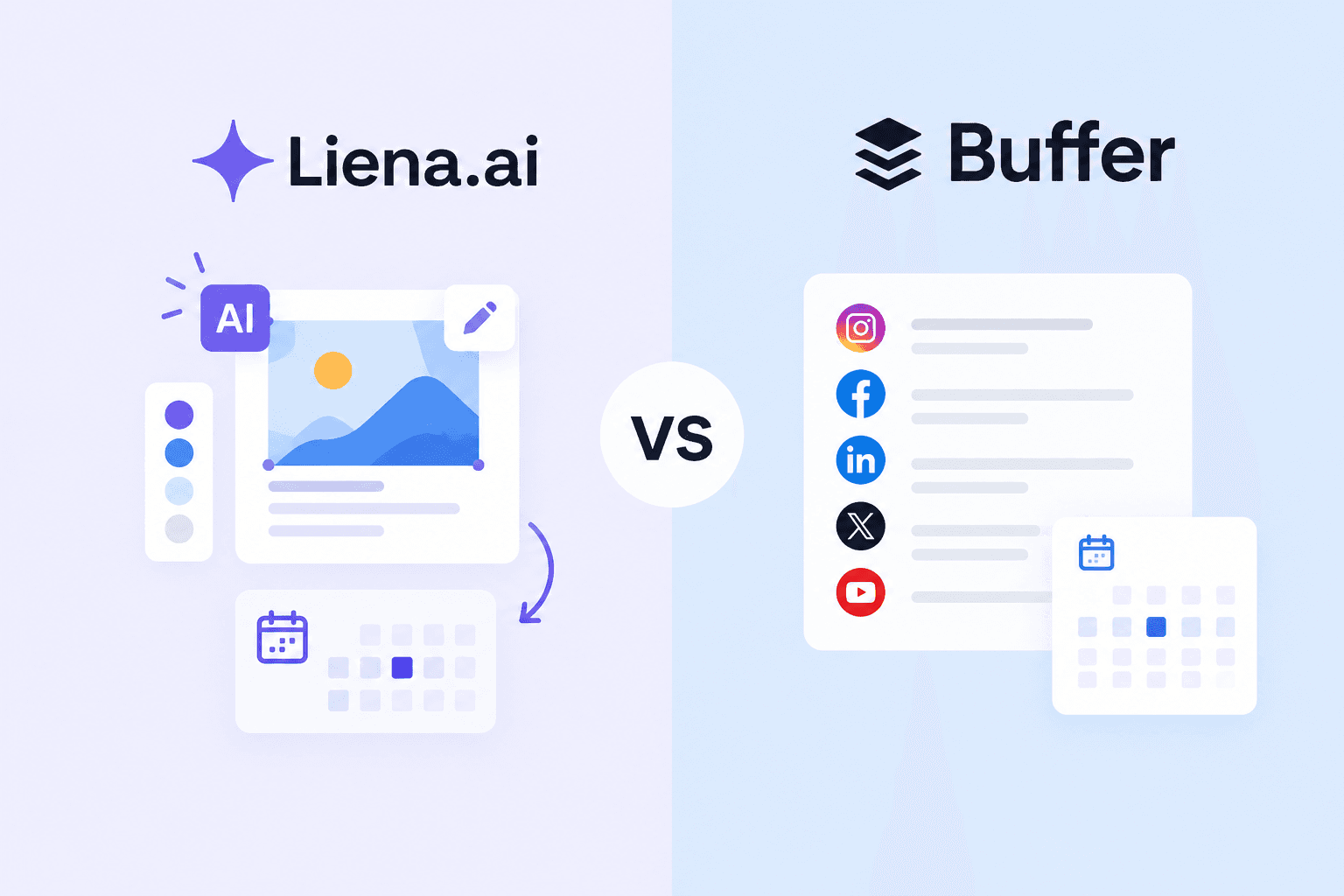 Liena.ai vs Buffer — the best Buffer alternative with AI image creation
