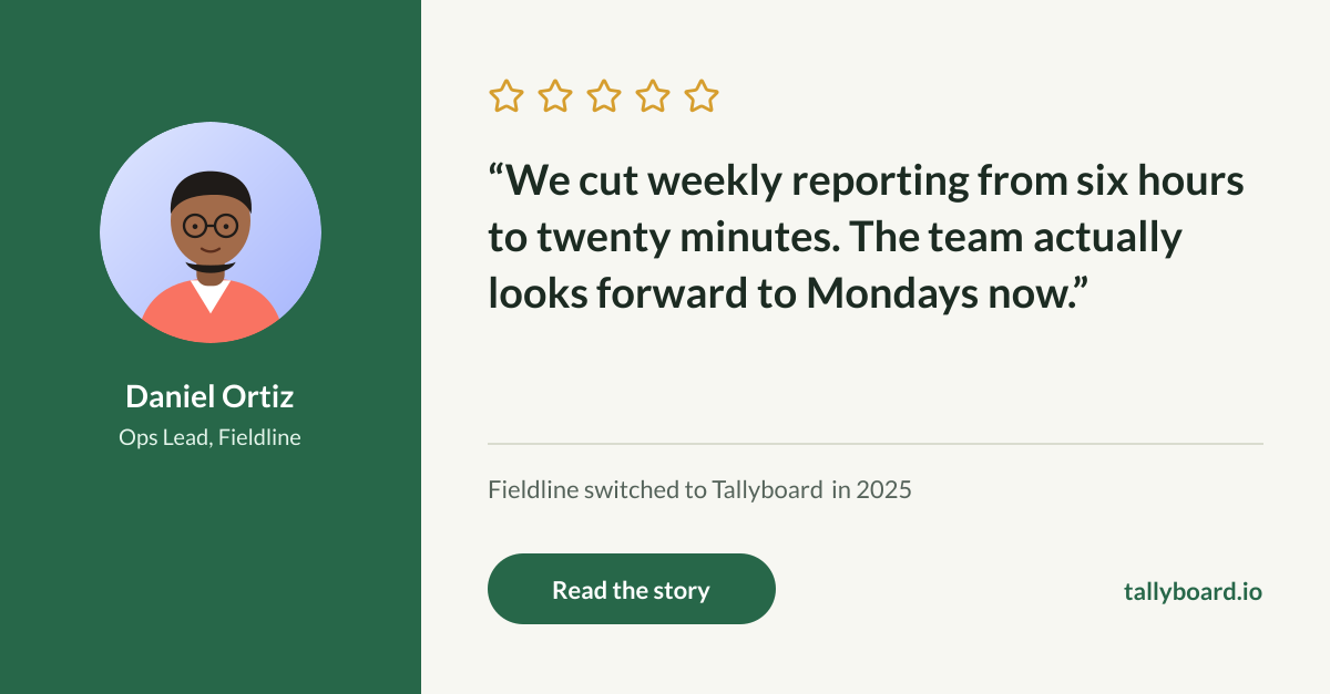 Preview of the Customer Testimonial Post template: five-star review card with a customer portrait, pull quote and story link